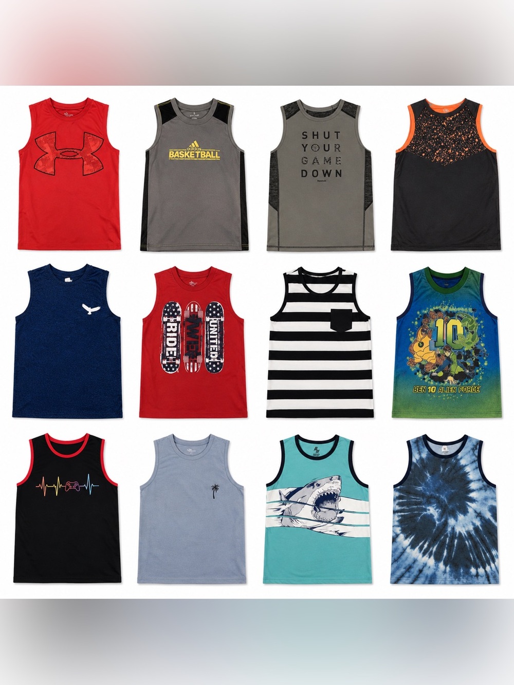 Big Boys 12-Piece Tank Top Lot Bundle Youth 10/12 M/L Athletic Graphic Summer☀️